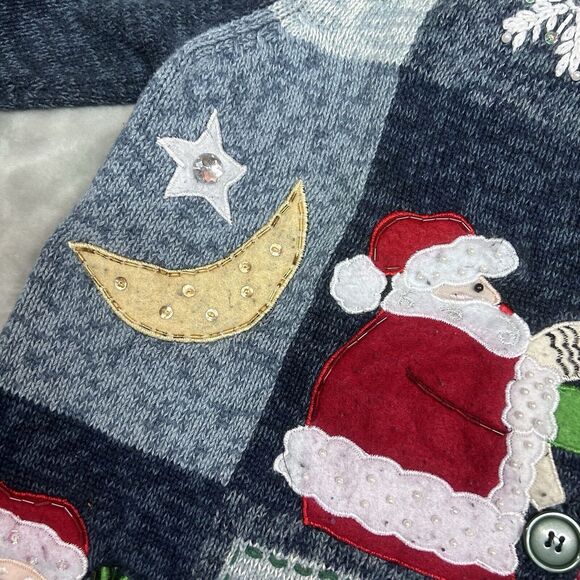 Vtg Tiara International Christmas Sweater Women Button Cardigan holiday party - Picture 5 of 13
